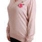 Dolce & Gabbana Pink Floral Embellished Pullover Silk Sweater