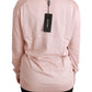 Dolce & Gabbana Pink Floral Embellished Pullover Silk Sweater