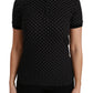 Dolce & Gabbana Black Dotted Collared Polo Shirt Cotton Top