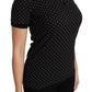 Dolce & Gabbana Black Dotted Collared Polo Shirt Cotton Top