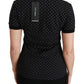 Dolce & Gabbana Black Dotted Collared Polo Shirt Cotton Top