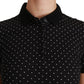 Dolce & Gabbana Black Dotted Collared Polo Shirt Cotton Top