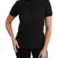 Dolce & Gabbana Black Dotted Collared Polo Shirt Cotton Top