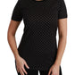 Dolce & Gabbana Black Dotted Crewneck Cotton Top T-shirt