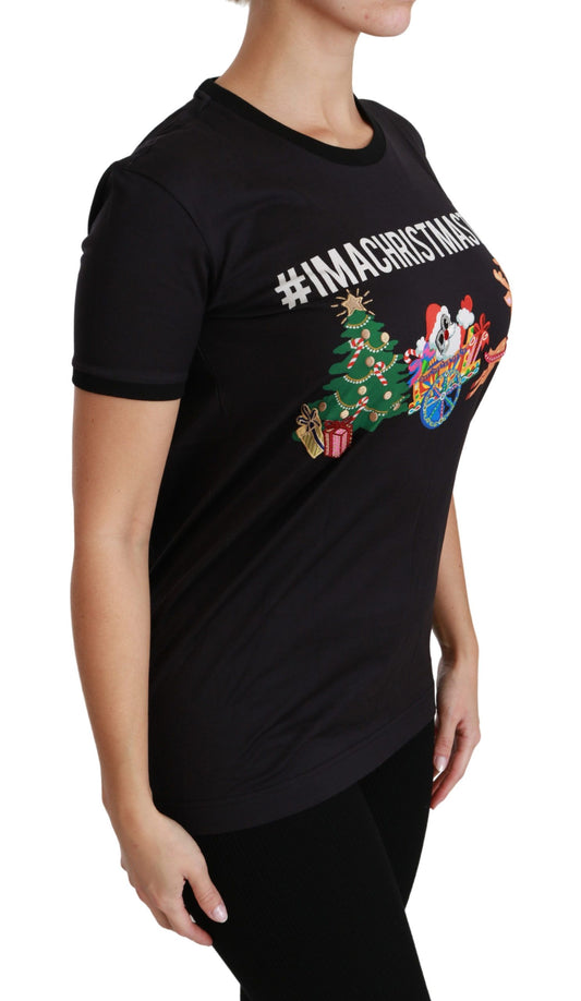 Dolce & Gabbana Black #ImAChristmasTree Crewneck Top T-shirt