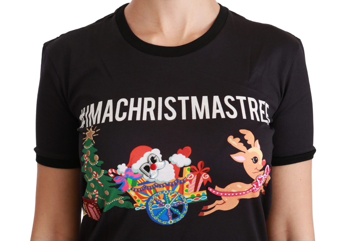 Dolce & Gabbana Black #ImAChristmasTree Crewneck Top T-shirt