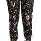 Dolce & Gabbana Black Silk Instrument Mid Waist Pants