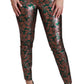 Dolce & Gabbana Green Bronze Leaf Tights Skinny Pants