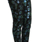 Dolce & Gabbana Blue Green Floral Metallic Slim Pants