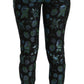 Dolce & Gabbana Blue Green Floral Metallic Slim Pants