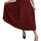 Dolce & Gabbana Red High Waist Pleated Maxi Wool Skirt