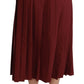 Dolce & Gabbana Red High Waist Pleated Maxi Wool Skirt