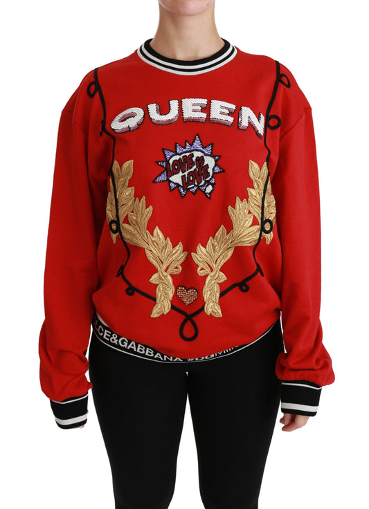 Dolce & Gabbana Red Queen Sequined Love Pullover Sweater