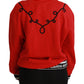 Dolce & Gabbana Red Queen Sequined Love Pullover Sweater