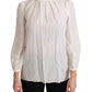 Dolce & Gabbana White Turtle Neck Blouse Shirt Silk Top