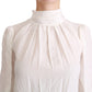 Dolce & Gabbana White Turtle Neck Blouse Shirt Silk Top