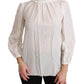 Dolce & Gabbana White Turtle Neck Blouse Shirt Silk Top