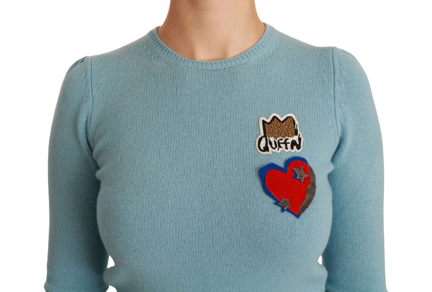 Dolce & Gabbana Blue Wool Queen Heart Pullover Sweater