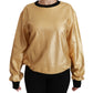 Dolce & Gabbana Gold Cotton Crewneck Pullover Sweater