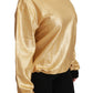 Dolce & Gabbana Gold Cotton Crewneck Pullover Sweater