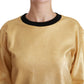 Dolce & Gabbana Gold Cotton Crewneck Pullover Sweater