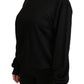 Dolce & Gabbana Black Cotton Crewneck Pullover Sweater