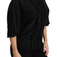 Dolce & Gabbana Black Silk Ruffled Top Blouse