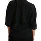 Dolce & Gabbana Black Silk Ruffled Top Blouse