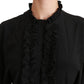 Dolce & Gabbana Black Silk Ruffled Top Blouse