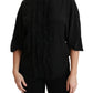 Dolce & Gabbana Black Silk Ruffled Top Blouse