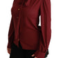 Dolce & Gabbana Maroon Long Sleeve Shirt Blouse Silk Top