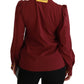 Dolce & Gabbana Maroon Long Sleeve Shirt Blouse Silk Top