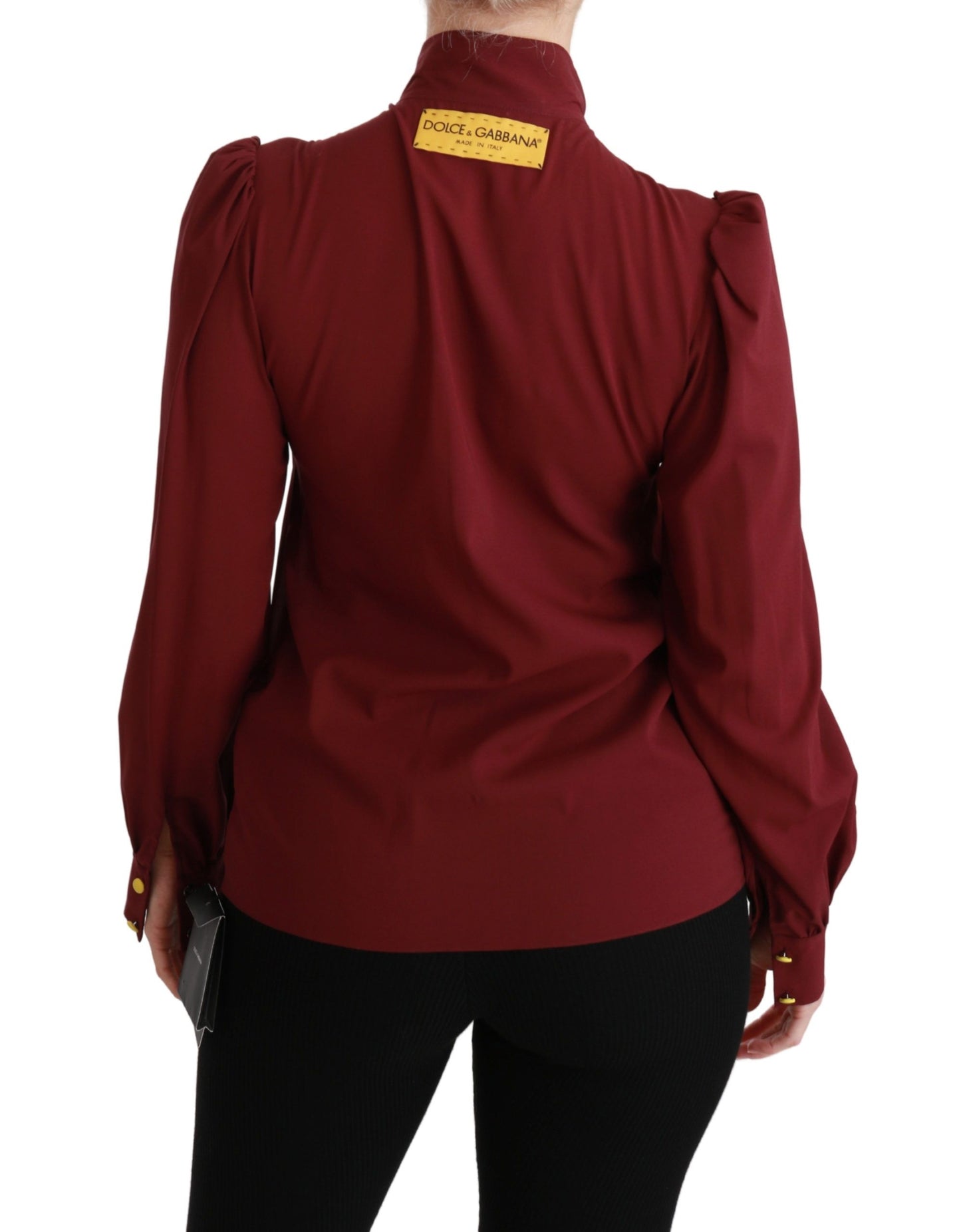 Dolce & Gabbana Maroon Long Sleeve Shirt Blouse Silk Top