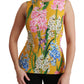 Dolce & Gabbana Yellow Floral Stretch Top Tank Blouse