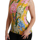 Dolce & Gabbana Yellow Floral Stretch Top Tank Blouse