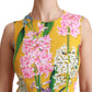 Dolce & Gabbana Yellow Floral Stretch Top Tank Blouse