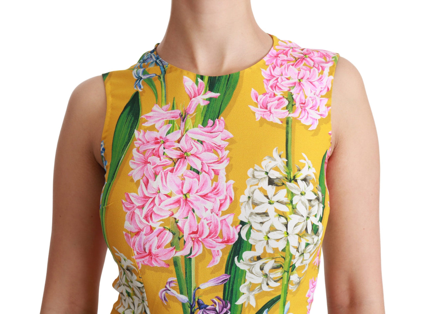 Dolce & Gabbana Yellow Floral Stretch Top Tank Blouse