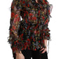 Dolce & Gabbana Black Floral Roses Silk Blouse