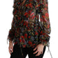 Dolce & Gabbana Black Floral Roses Silk Blouse