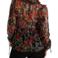 Dolce & Gabbana Black Floral Roses Silk Blouse