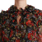 Dolce & Gabbana Black Floral Roses Silk Blouse