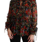 Dolce & Gabbana Black Floral Roses Silk Blouse