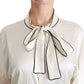 Dolce & Gabbana Beige 3/4 Sleeve Shirt Blouse Silk Top