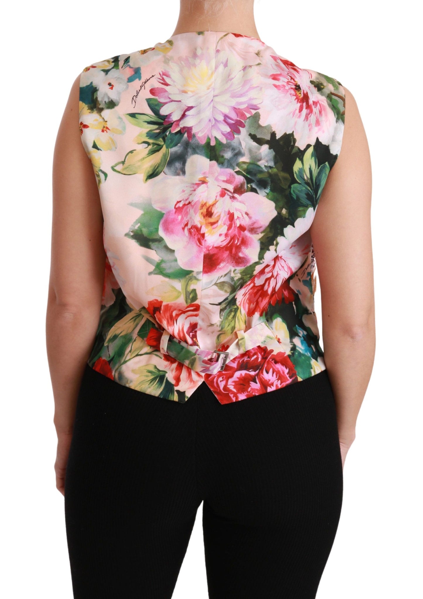 Dolce & Gabbana Multicolor Floral Sleeveless Waistcoat Top Vest