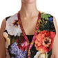 Dolce & Gabbana Multicolor Floral Sleeveless Waistcoat Top Vest