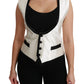 Dolce & Gabbana White Waistcoat Slim Vest Silk Top