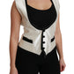 Dolce & Gabbana White Waistcoat Slim Vest Silk Top