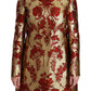 Dolce & Gabbana Elegant Gold Red Floral Brocade Trench Coat