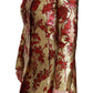 Dolce & Gabbana Elegant Gold Red Floral Brocade Trench Coat