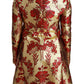 Dolce & Gabbana Elegant Gold Red Floral Brocade Trench Coat